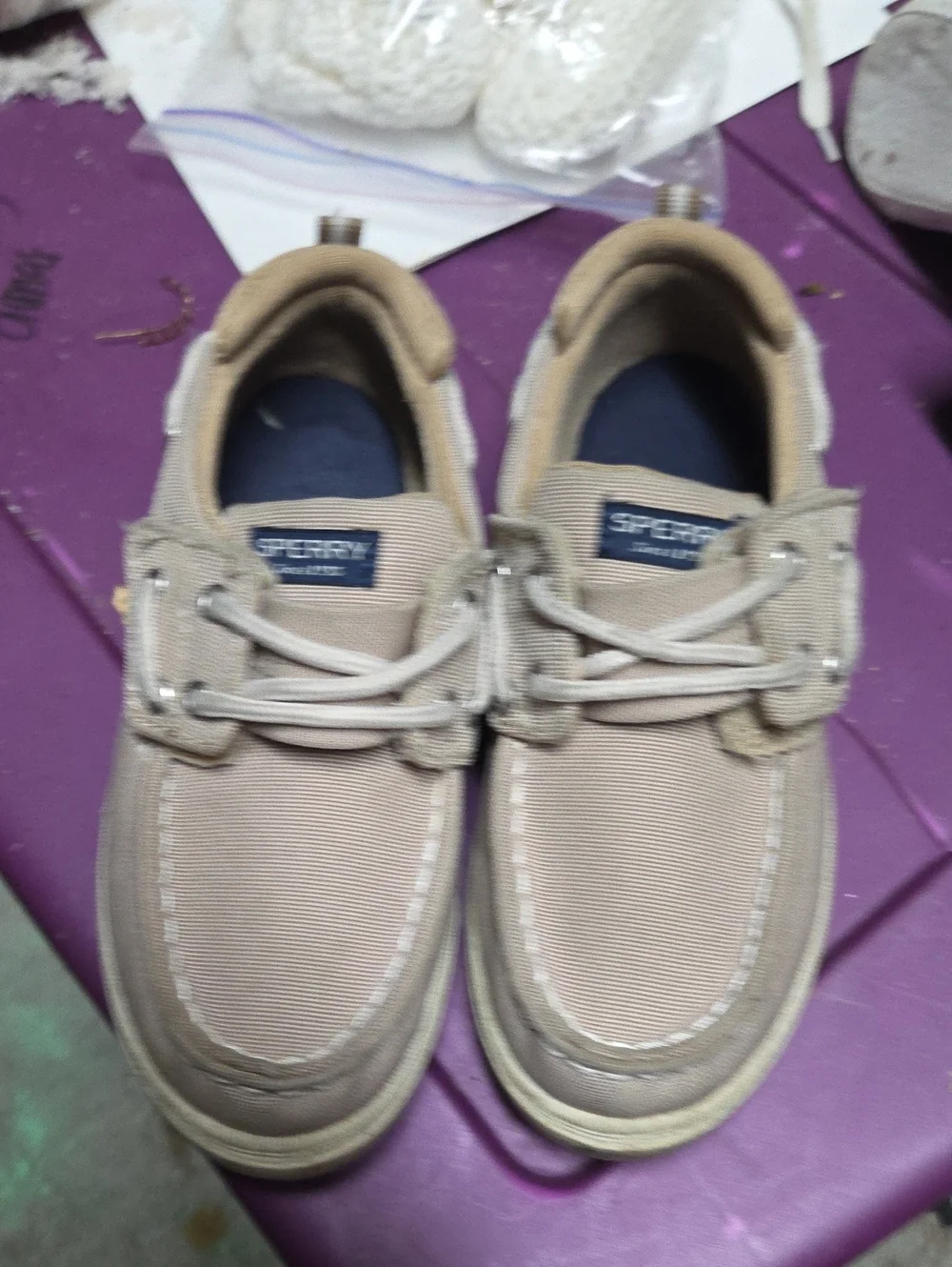 Sperry Kids Tan Canvas Boat Shoes